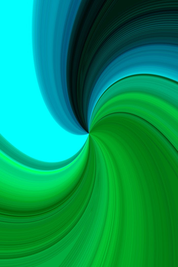 A dynamic abstract swirl in blue and green tones, perfect for modern design use.